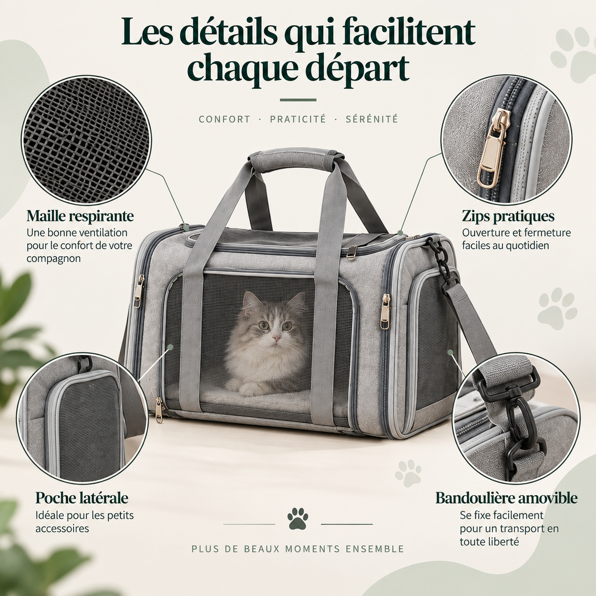 Sac de transport chat cabine avion, pliable et respirant – Pawavo Air