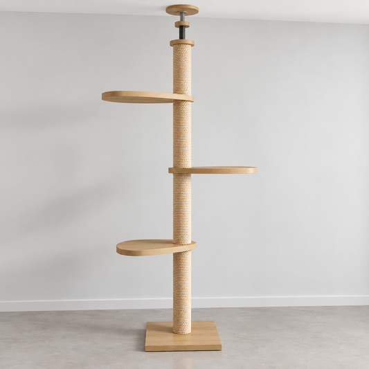 Arbre à chat sol plafond en bois naturel – Pawavo Canopy