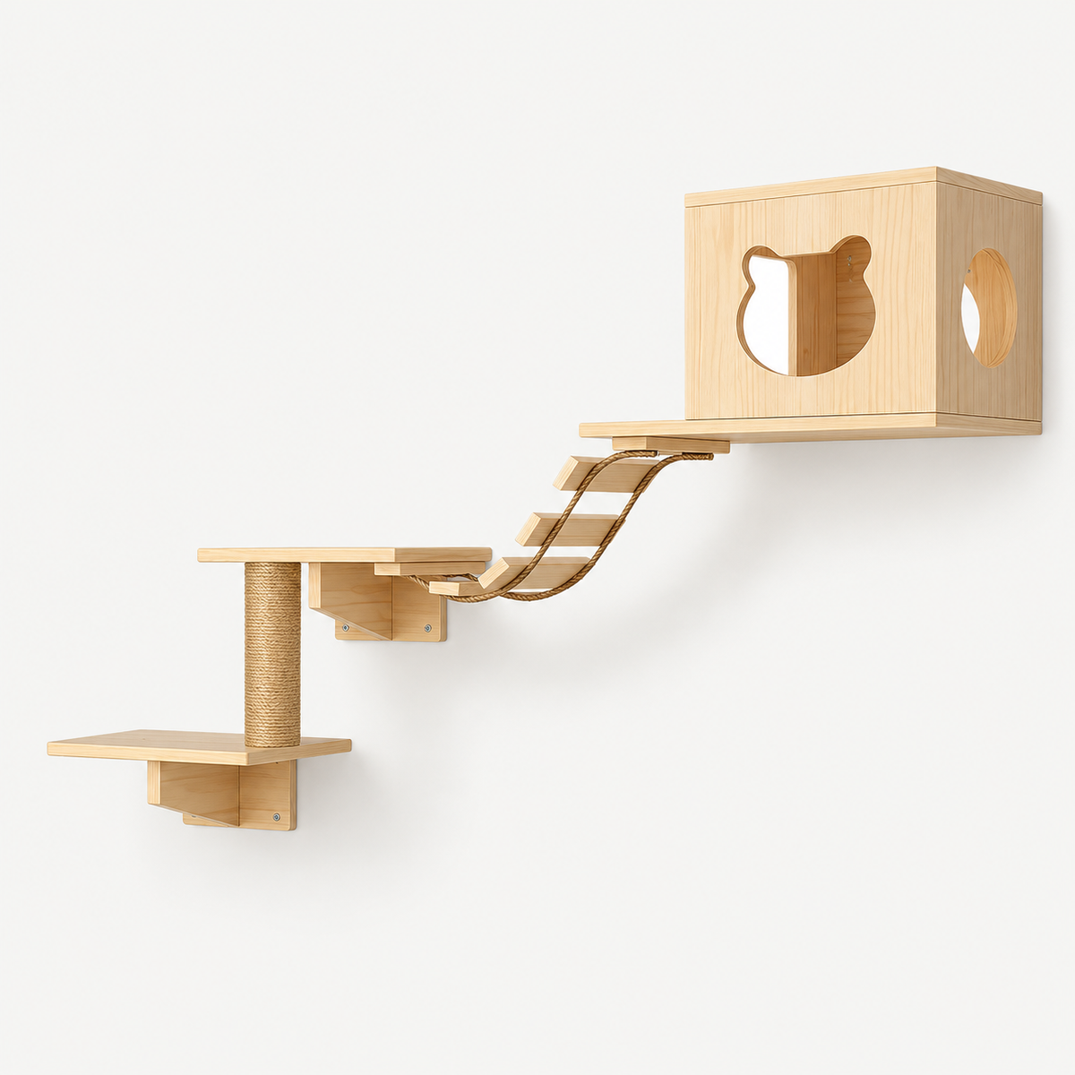 Parcours mural pour chat en bois – Pawavo Wallscape
