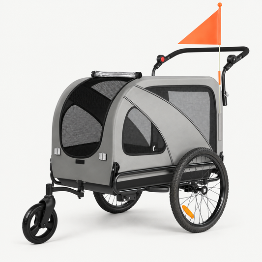 Remorque vélo chien 2 en 1 convertible poussette jusqu’à 50 kg – Pawavo Trail