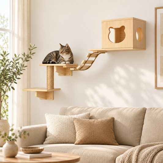 Parcours mural pour chat en bois – Pawavo Wallscape