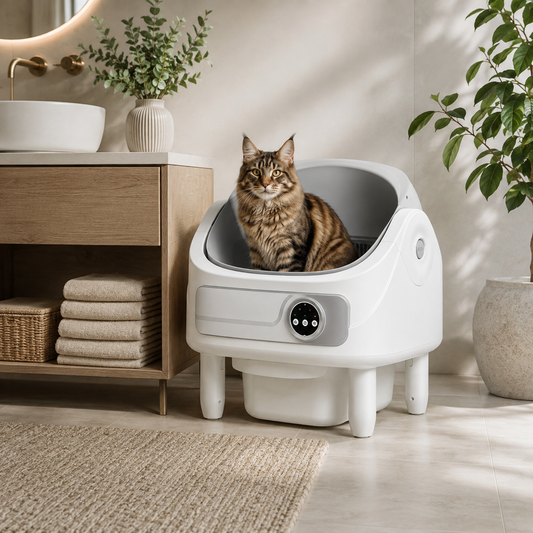 Litière Automatique Ouverte pour Chat – Bio-Radar, Connectée & Sécurisé