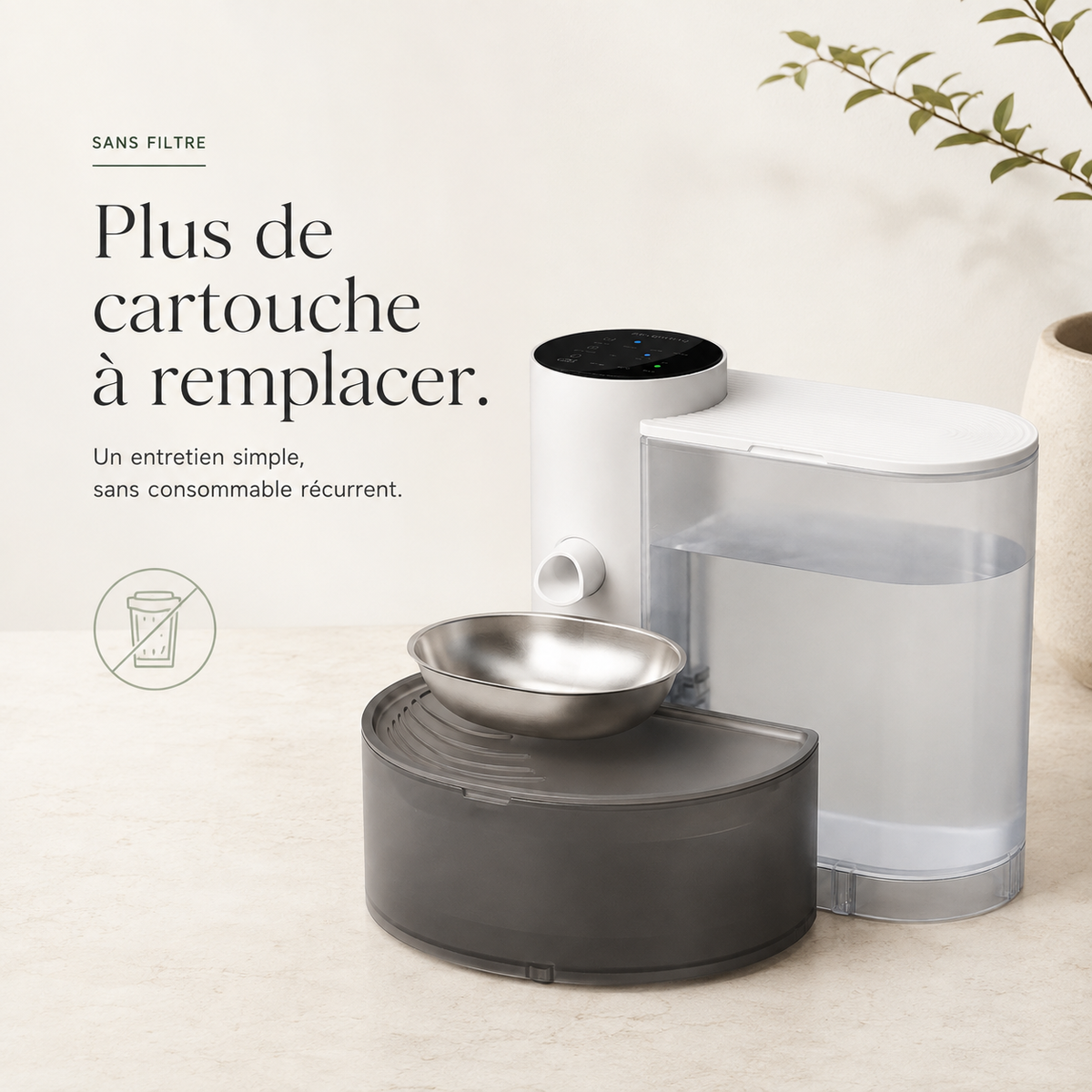 Fontaine à eau pour chat sans filtre 3 L – Double réservoir