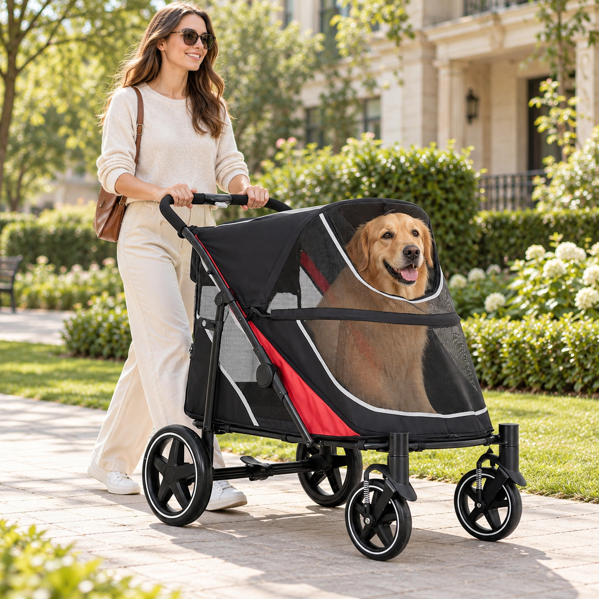 Poussette grand chien XXL pliable jusqu’à 60 kg – Pawavo Titan
