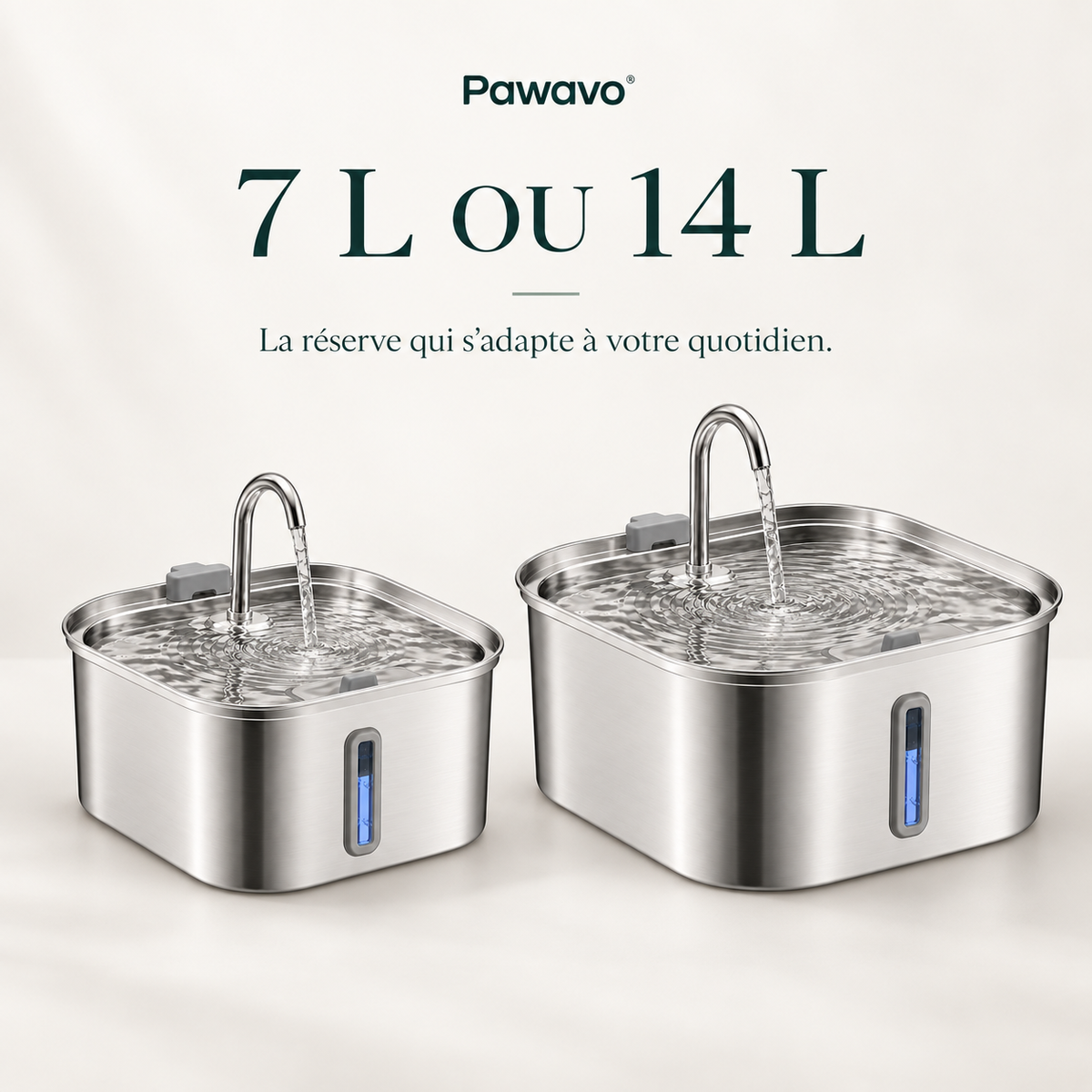 Fontaine à Eau pour Chien Grande Capacité en Inox 7 L / 14 L