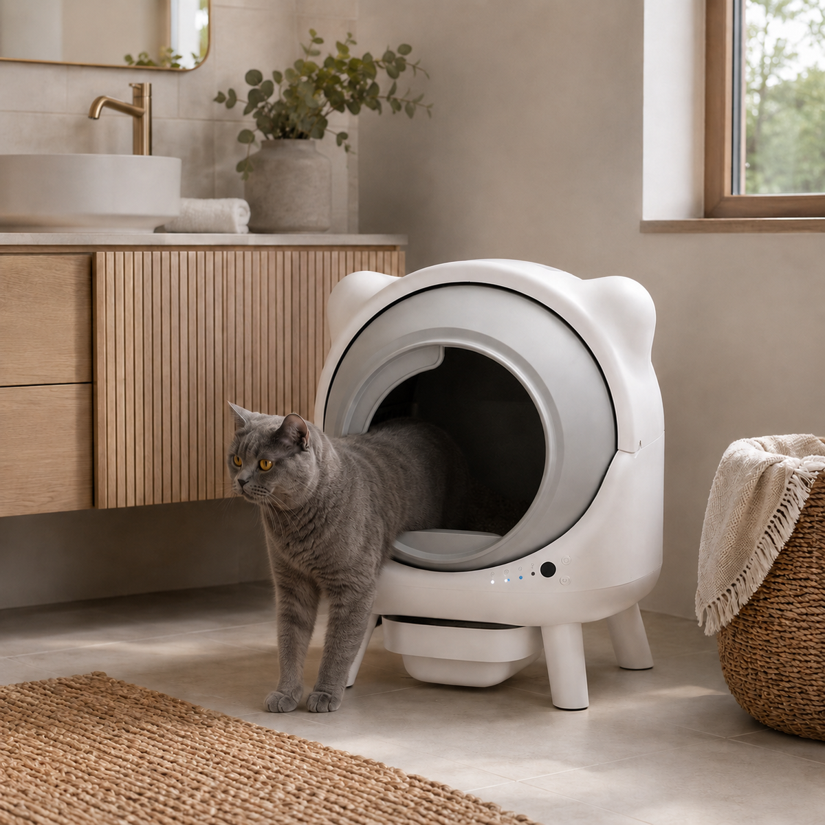 Litière Automatique pour Chat Fermée – Autonettoyante & Connectée