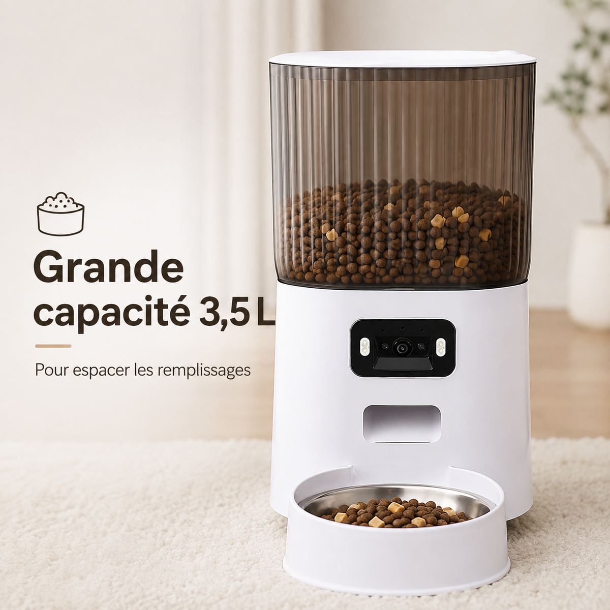 Distributeur Automatique de Croquettes Wi-Fi avec Caméra – Pawavo VisionFeed 3,5 L