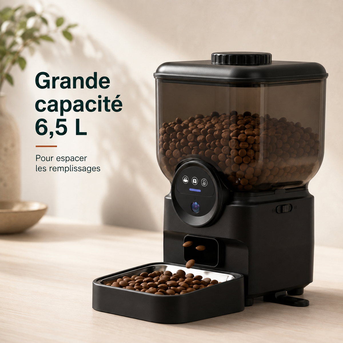 Distributeur automatique pour chat rechargeable avec caméra – VisionFeed Flex 6,5 L