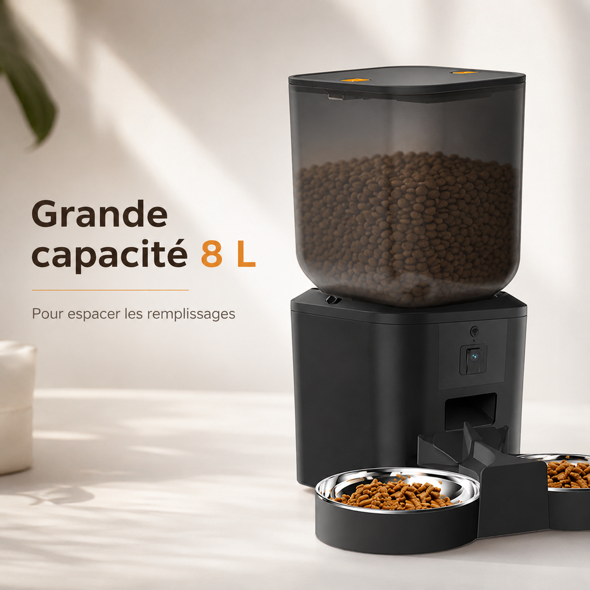 Distributeur Automatique de Croquettes pour Chat 8 L – Grande Capacité & Caméra 1080p
