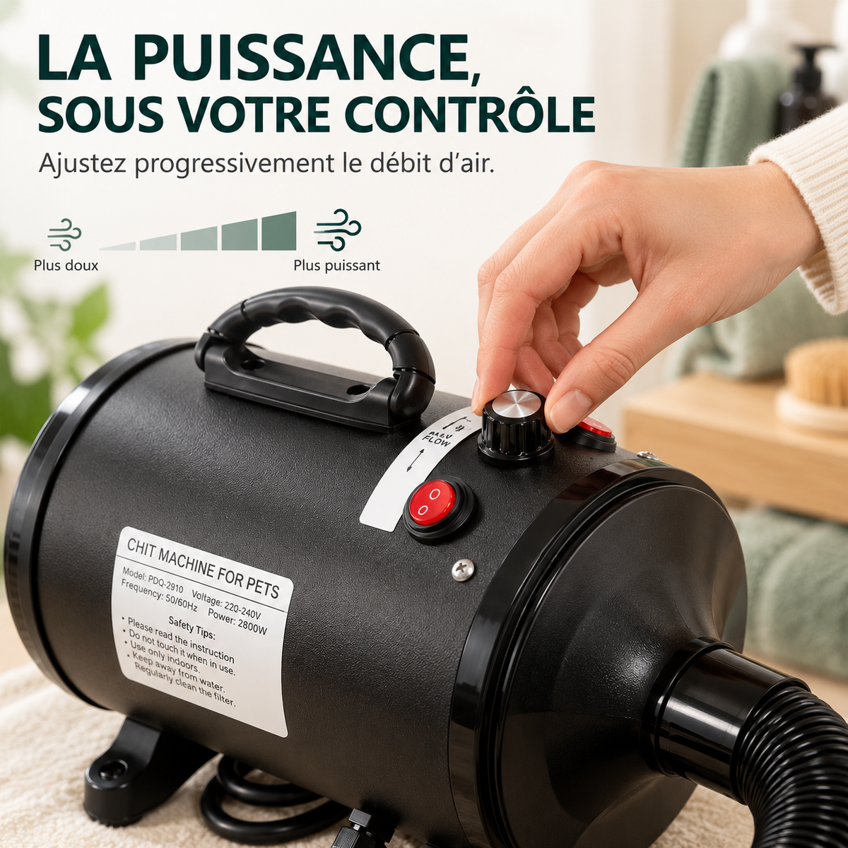 Pulseur chien professionnel 2800 W – Pawavo AirDry Pro