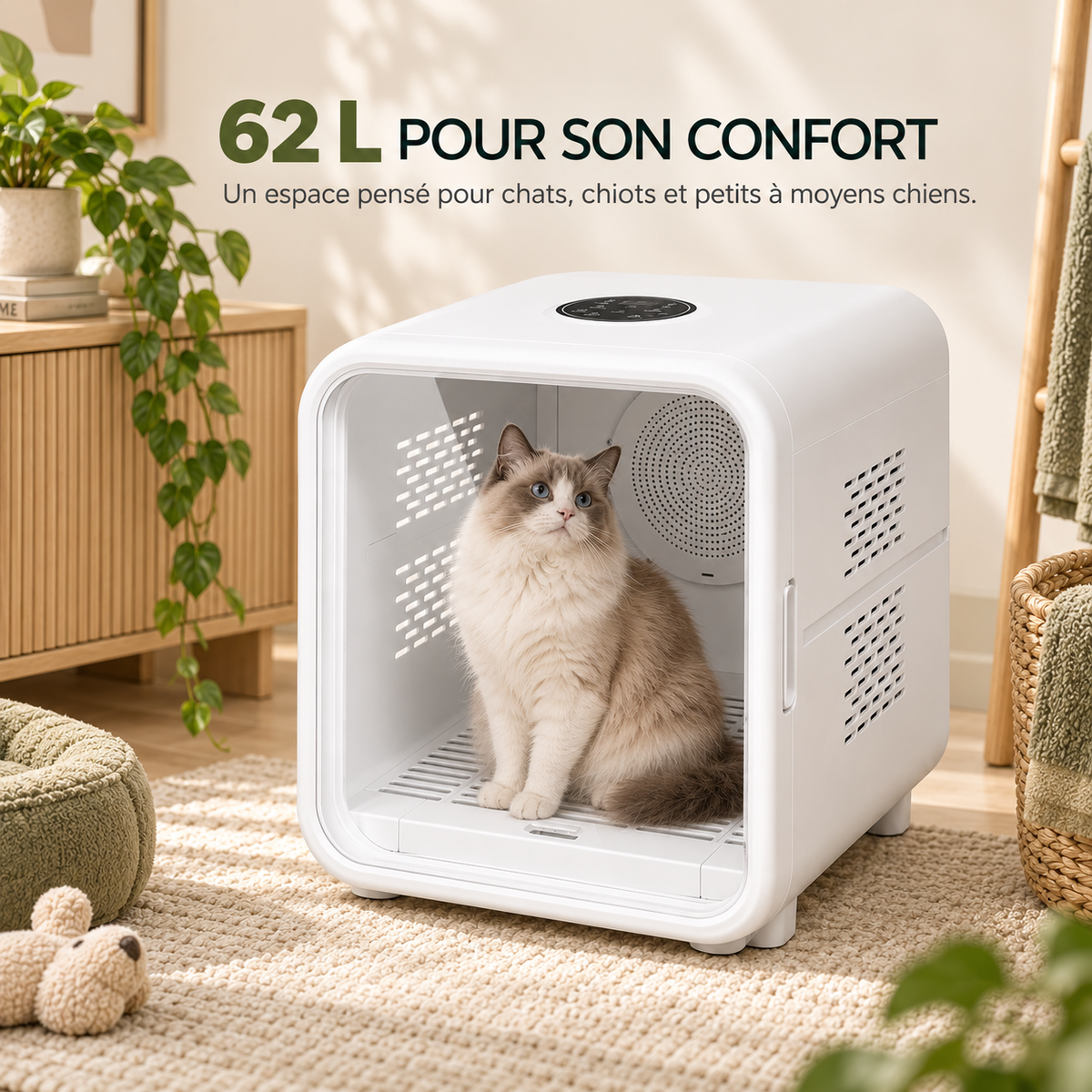Cabine de séchage pour chien et chat 62 L – Pawavo AirNest