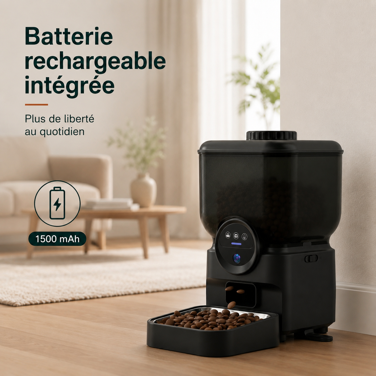 Distributeur automatique pour chat rechargeable avec caméra – VisionFeed Flex 6,5 L