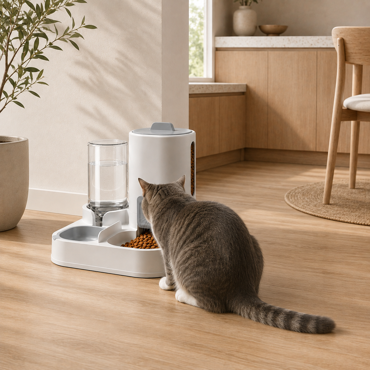 Distributeur de croquettes et eau pour chat 2-en-1 – Pawavo Duo