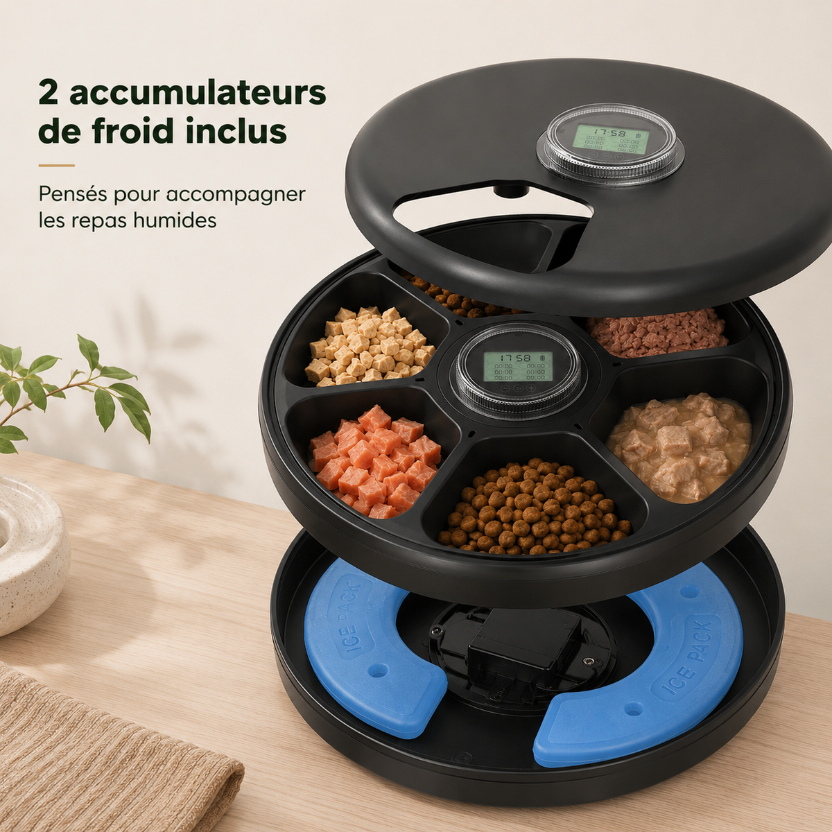 Distributeur Automatique pour Chat 6 Repas – Nourriture Humide & Croquettes
