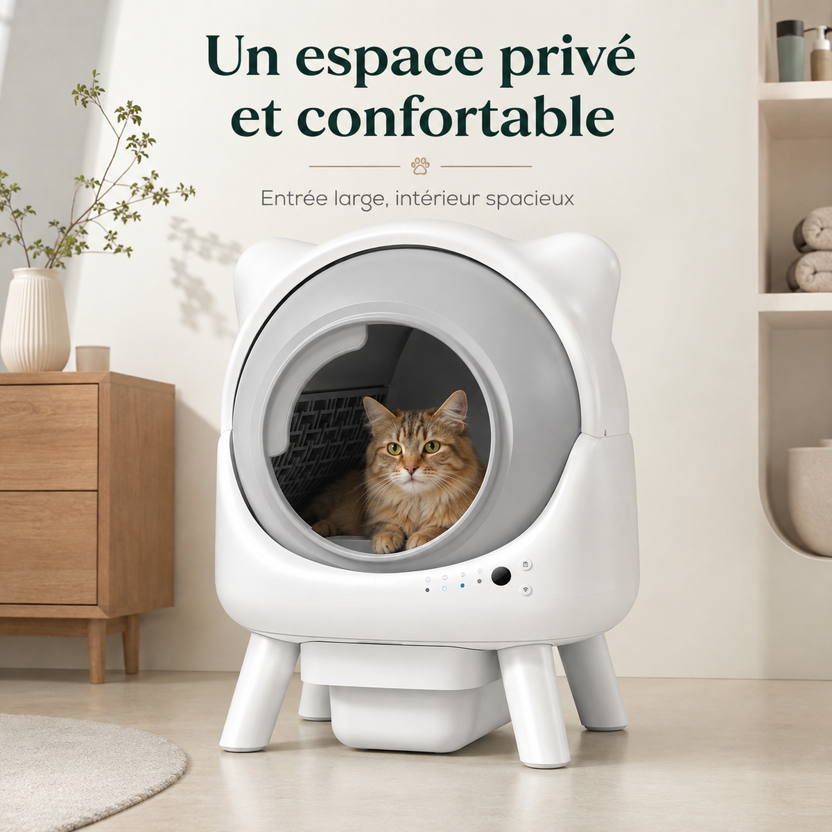 Litière Automatique pour Chat Fermée – Autonettoyante & Connectée