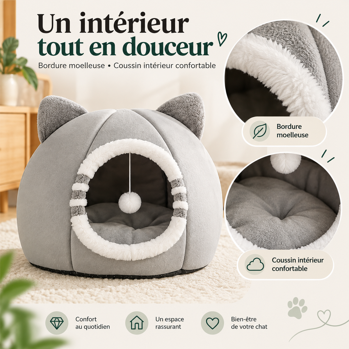 Niche pour chat cocon – Pawavo Mino
