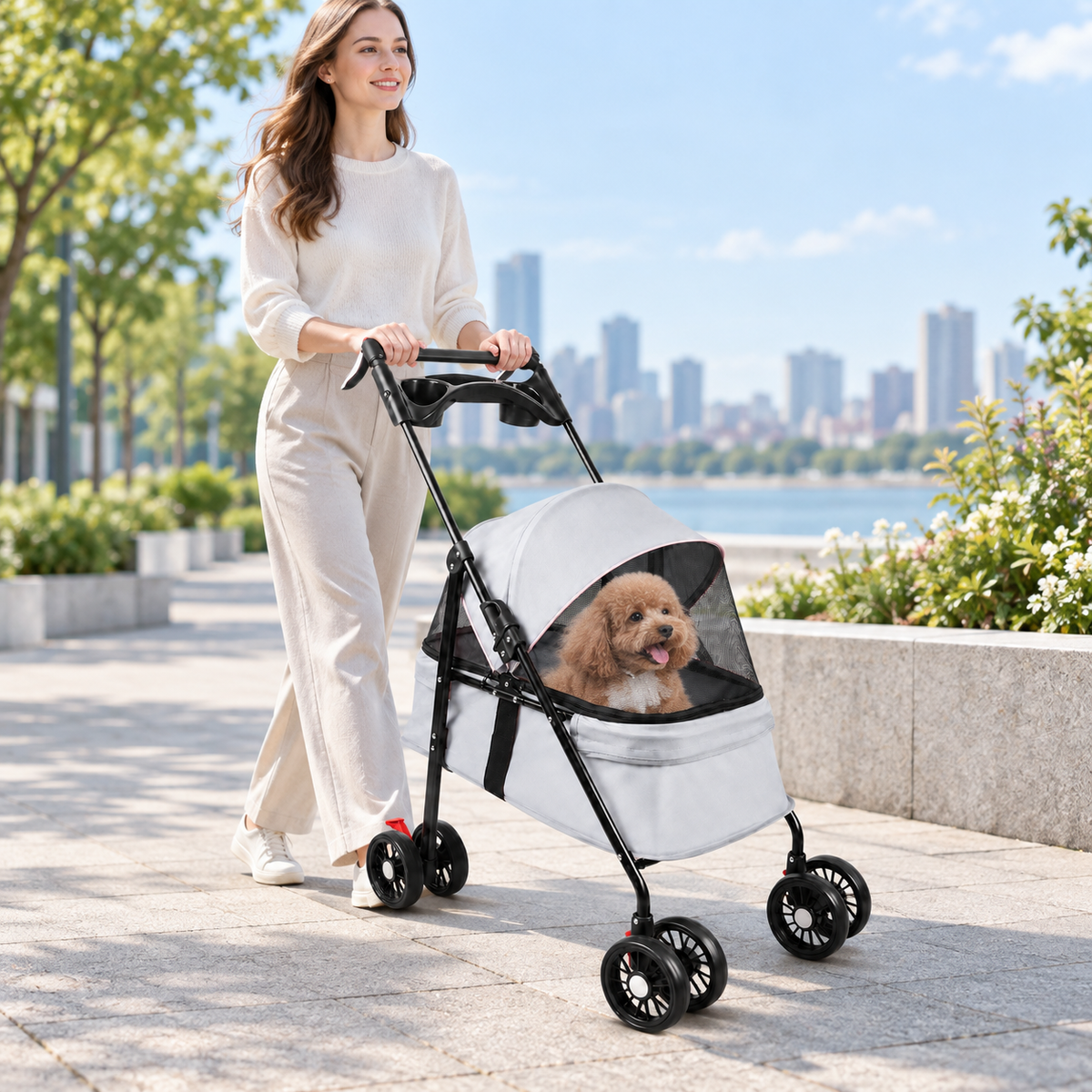 Poussette pour chien 2-en-1 avec nacelle amovible | Pawavo Move