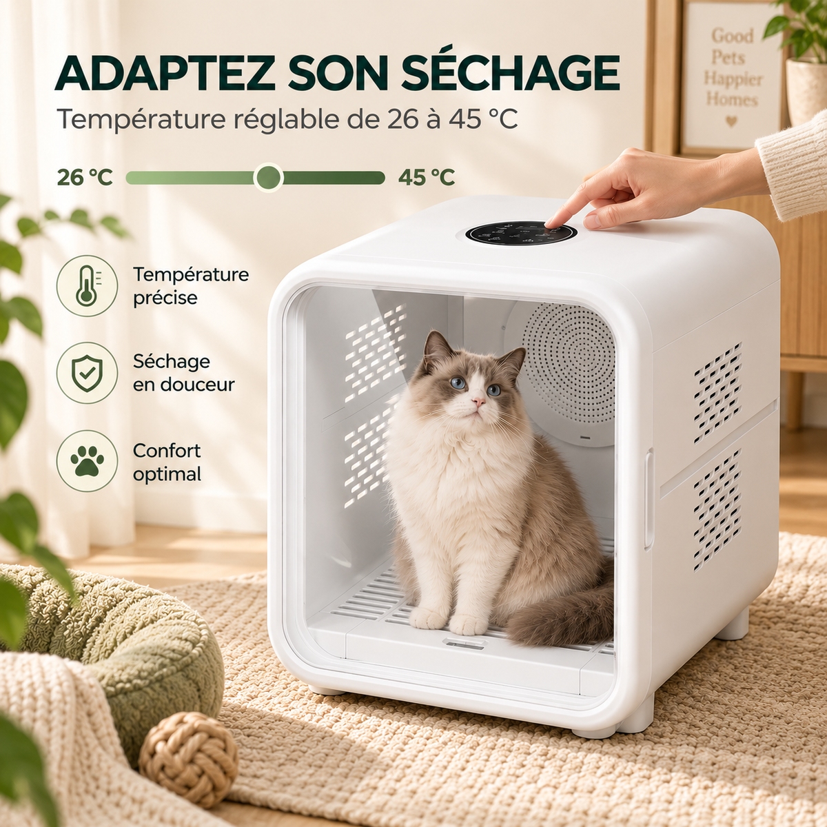 Cabine de séchage pour chien et chat 62 L – Pawavo AirNest