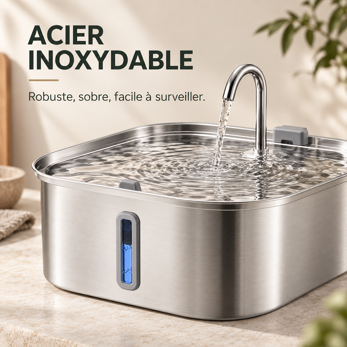 Fontaine à Eau pour Chien Grande Capacité en Inox 7 L / 14 L