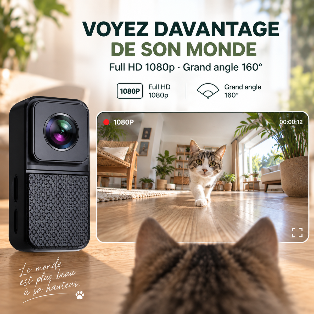 Caméra collier pour chat Full-HD 1080p | Pawavo View X6