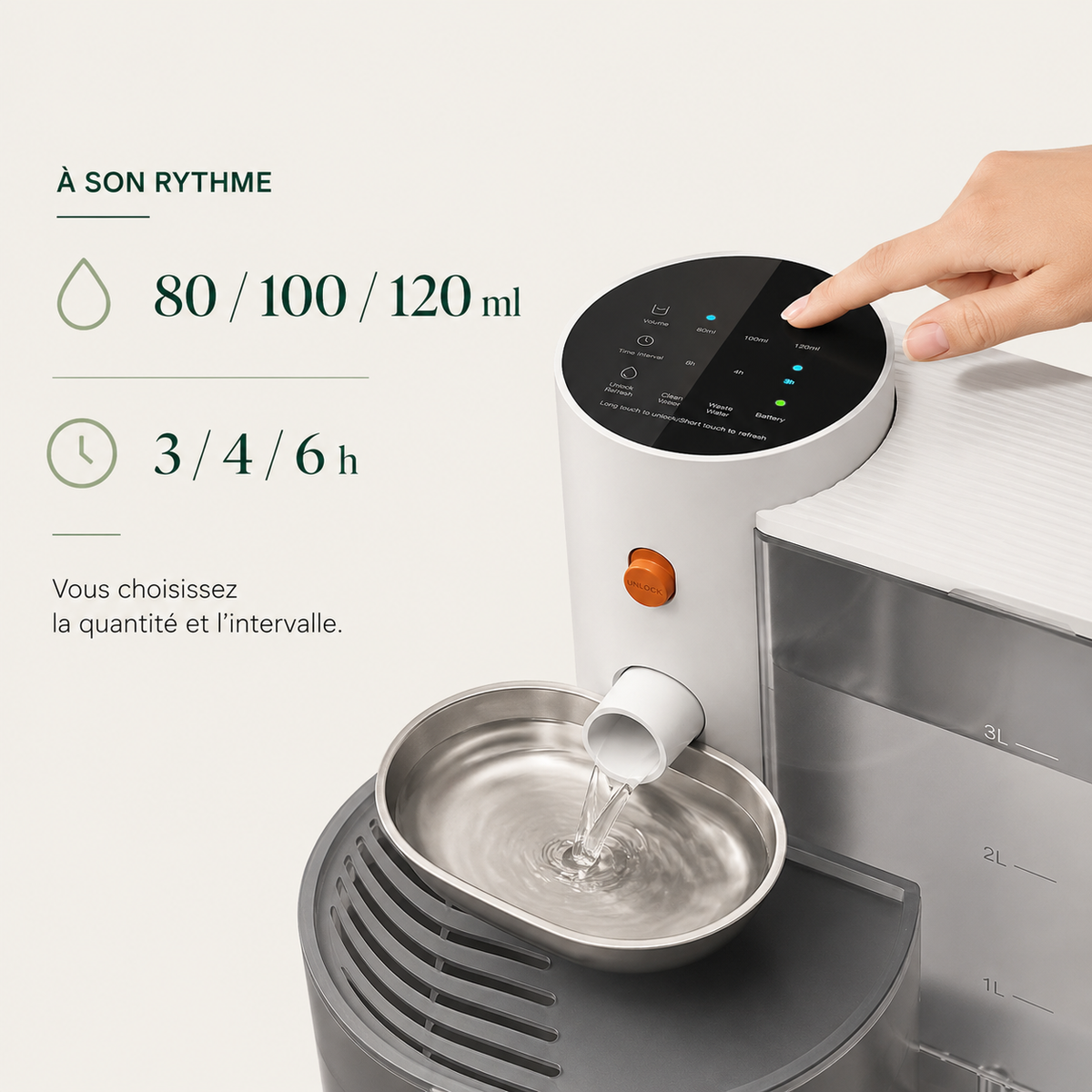 Fontaine à eau pour chat sans filtre 3 L – Double réservoir