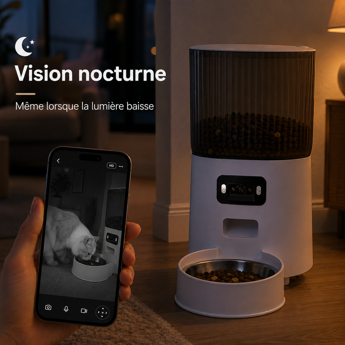 Distributeur Automatique de Croquettes Wi-Fi avec Caméra – Pawavo VisionFeed 3,5 L