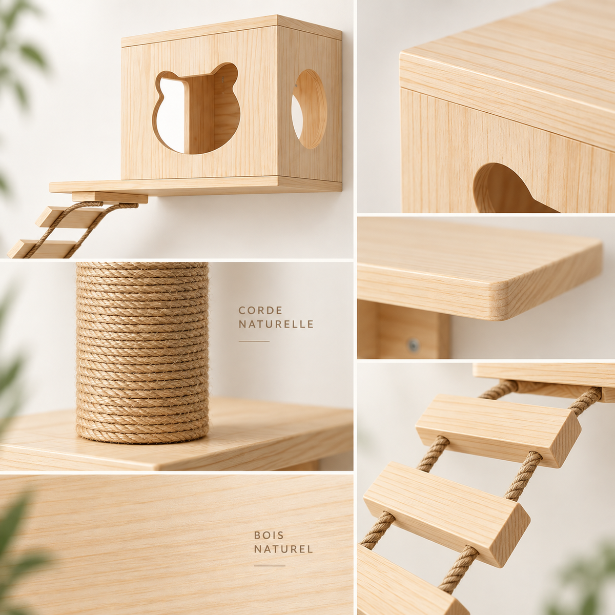 Parcours mural pour chat en bois – Pawavo Wallscape