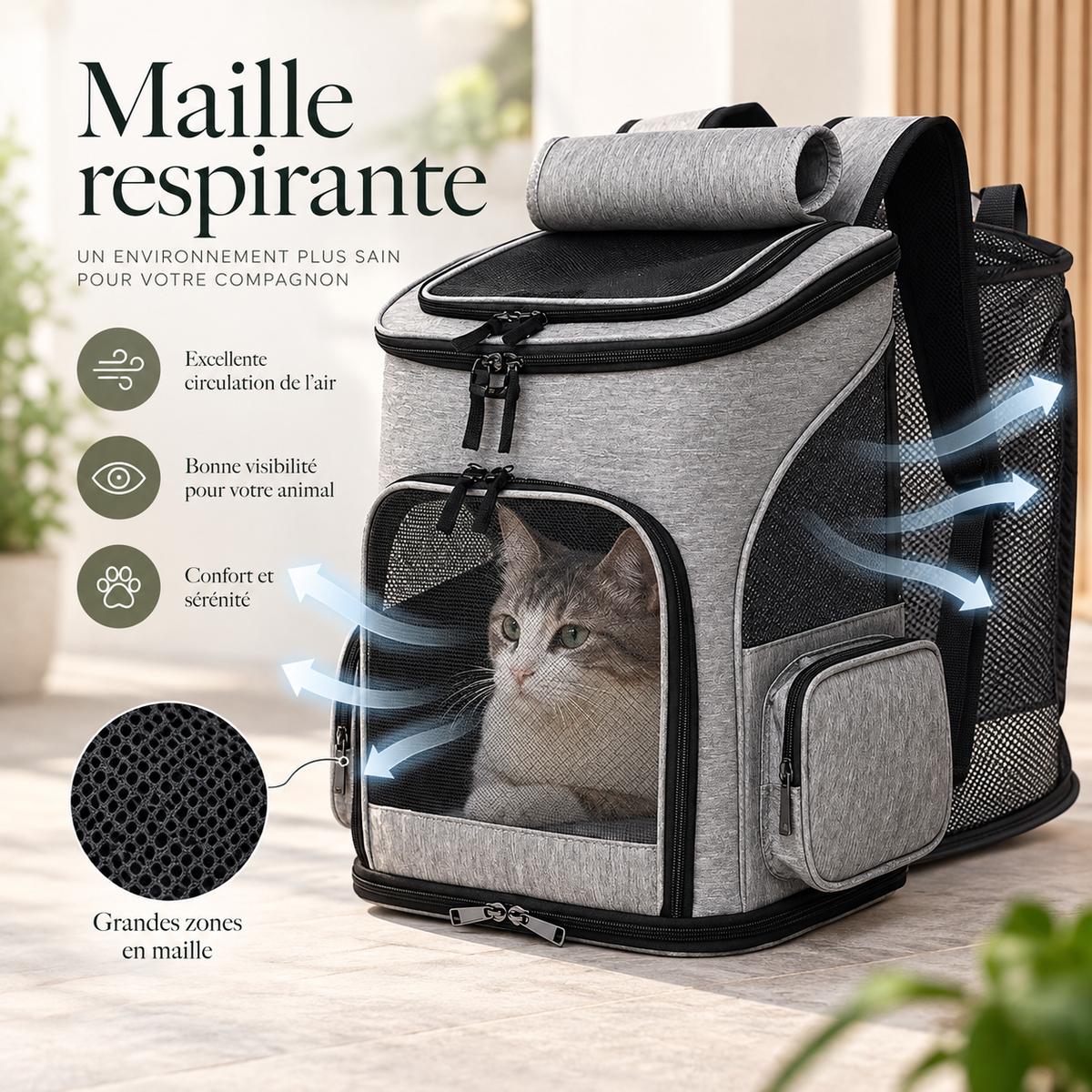 Sac à dos chat extensible, pliable et respirant à grande ouverture – Pawavo Expand