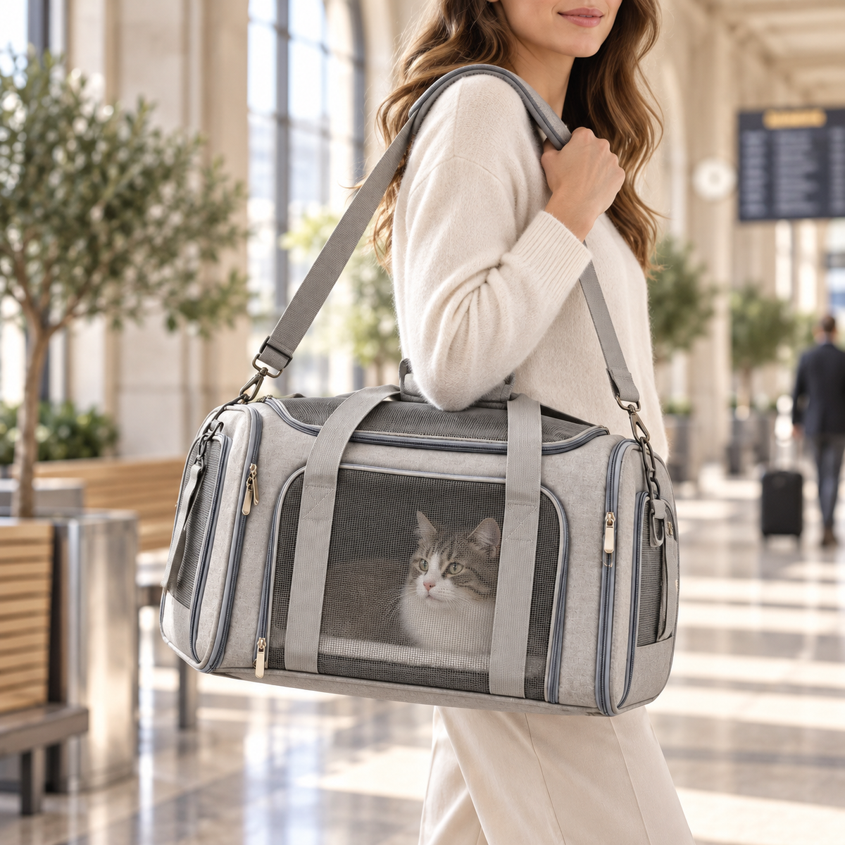 Sac de transport chat cabine avion, pliable et respirant – Pawavo Air