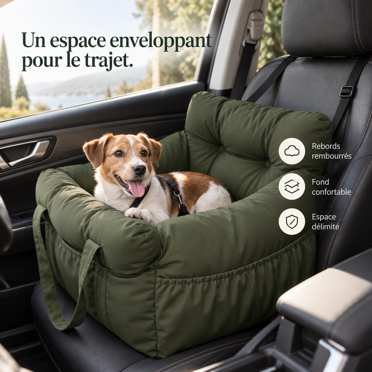 Siège auto pour chien rembourré – Pawavo Ride