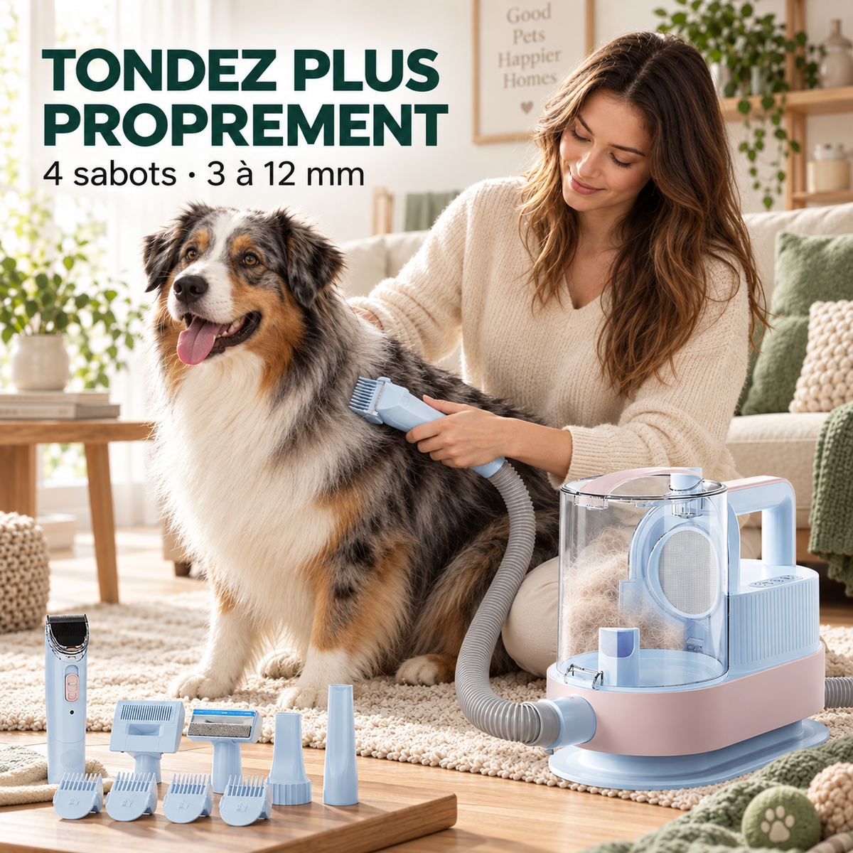 Aspirateur de toilettage chien et chat avec séchoir – Pawavo M1 Pro