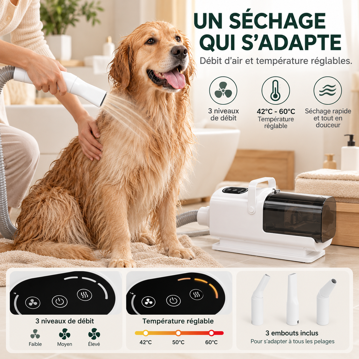 Kit de toilettage chien & chat avec aspirateur et séchoir – Pawavo AirGroom