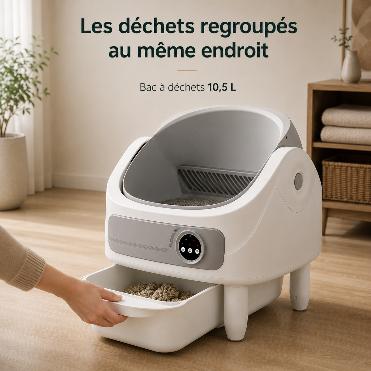 Litière Automatique Ouverte pour Chat – Bio-Radar, Connectée & Sécurisé