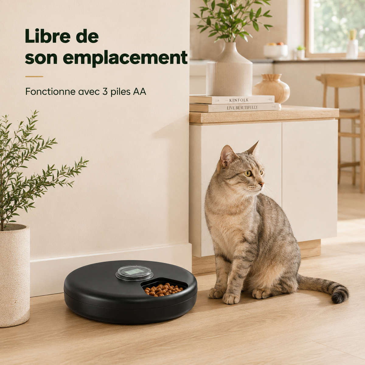 Distributeur Automatique pour Chat 6 Repas – Nourriture Humide & Croquettes