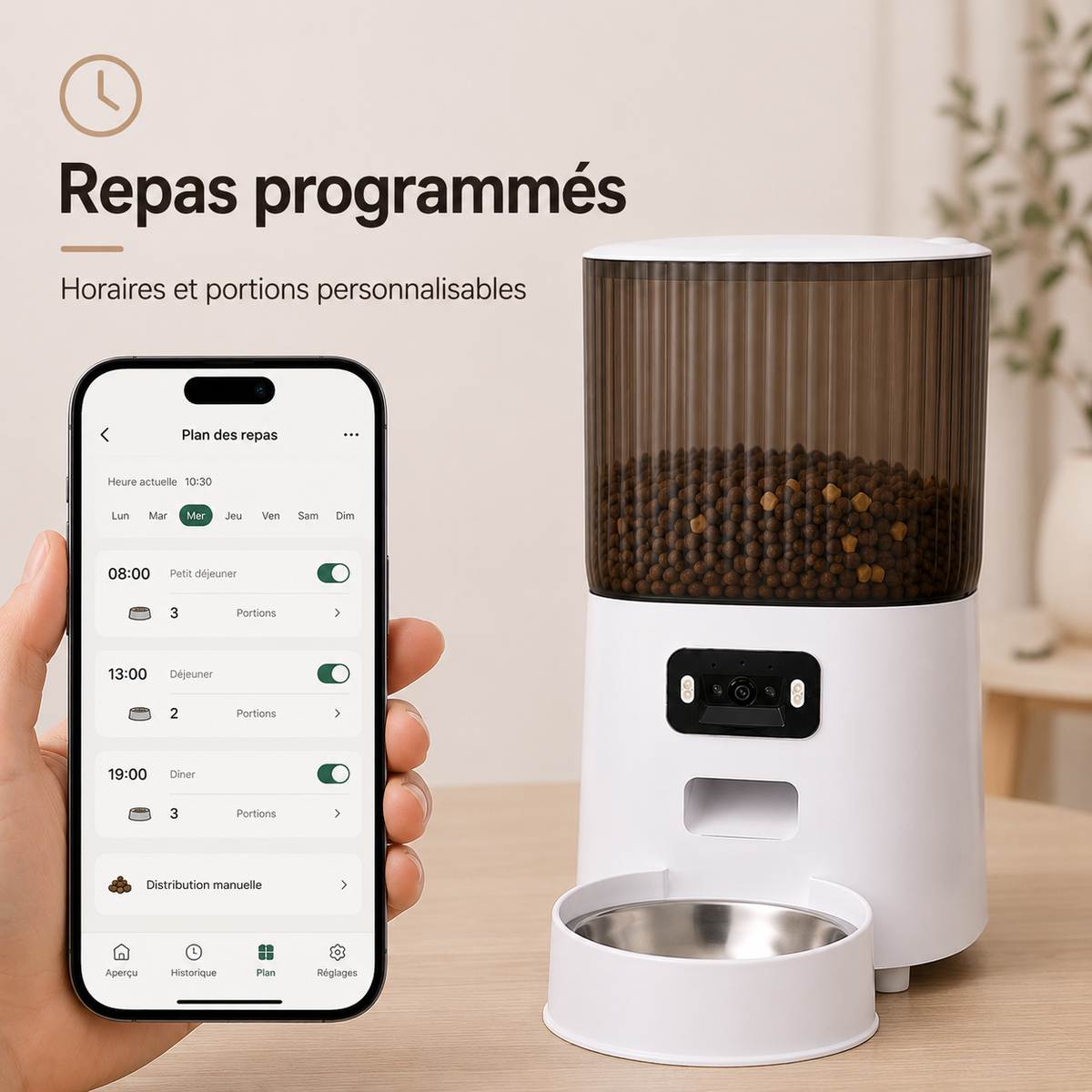 Distributeur Automatique de Croquettes Wi-Fi avec Caméra – Pawavo VisionFeed 3,5 L