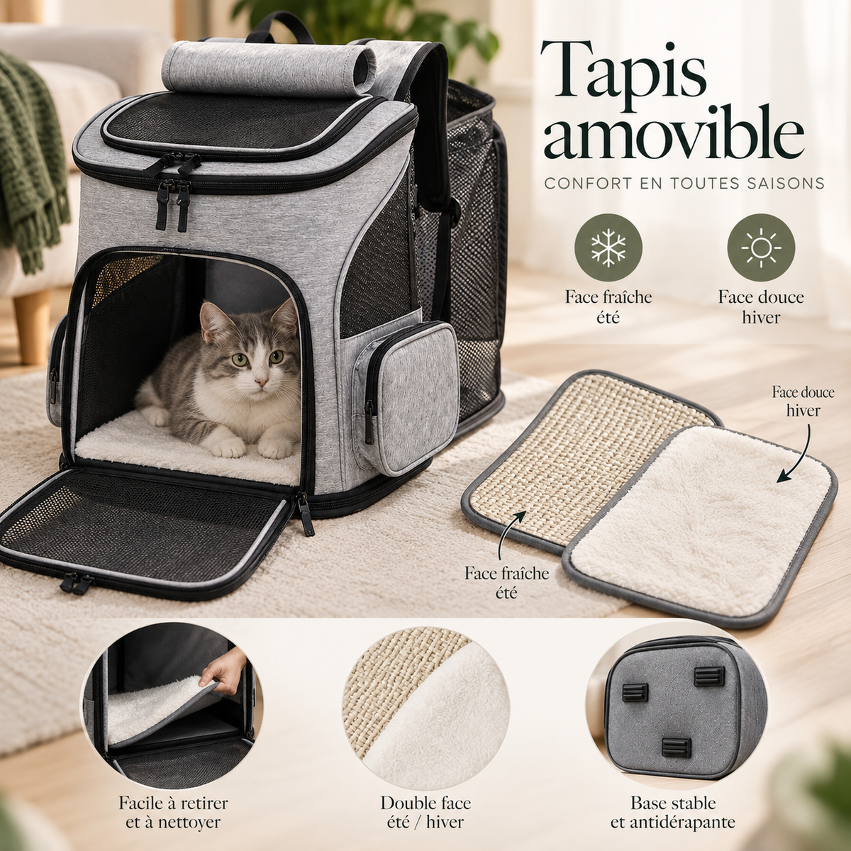 Sac à dos chat extensible, pliable et respirant à grande ouverture – Pawavo Expand