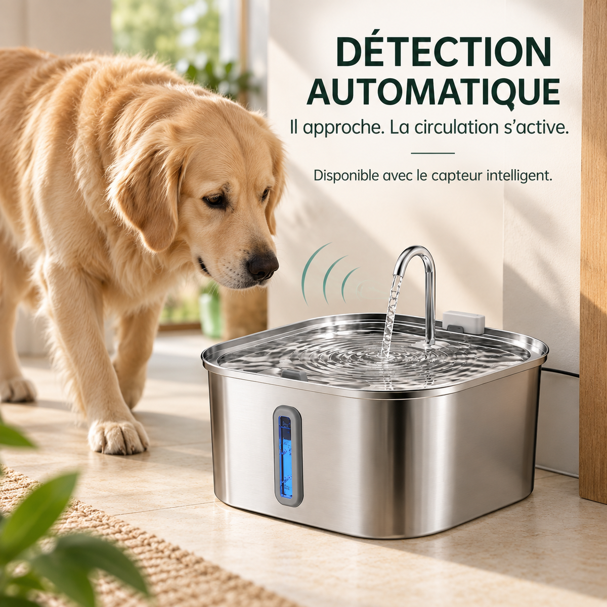 Fontaine à Eau pour Chien Grande Capacité en Inox 7 L / 14 L