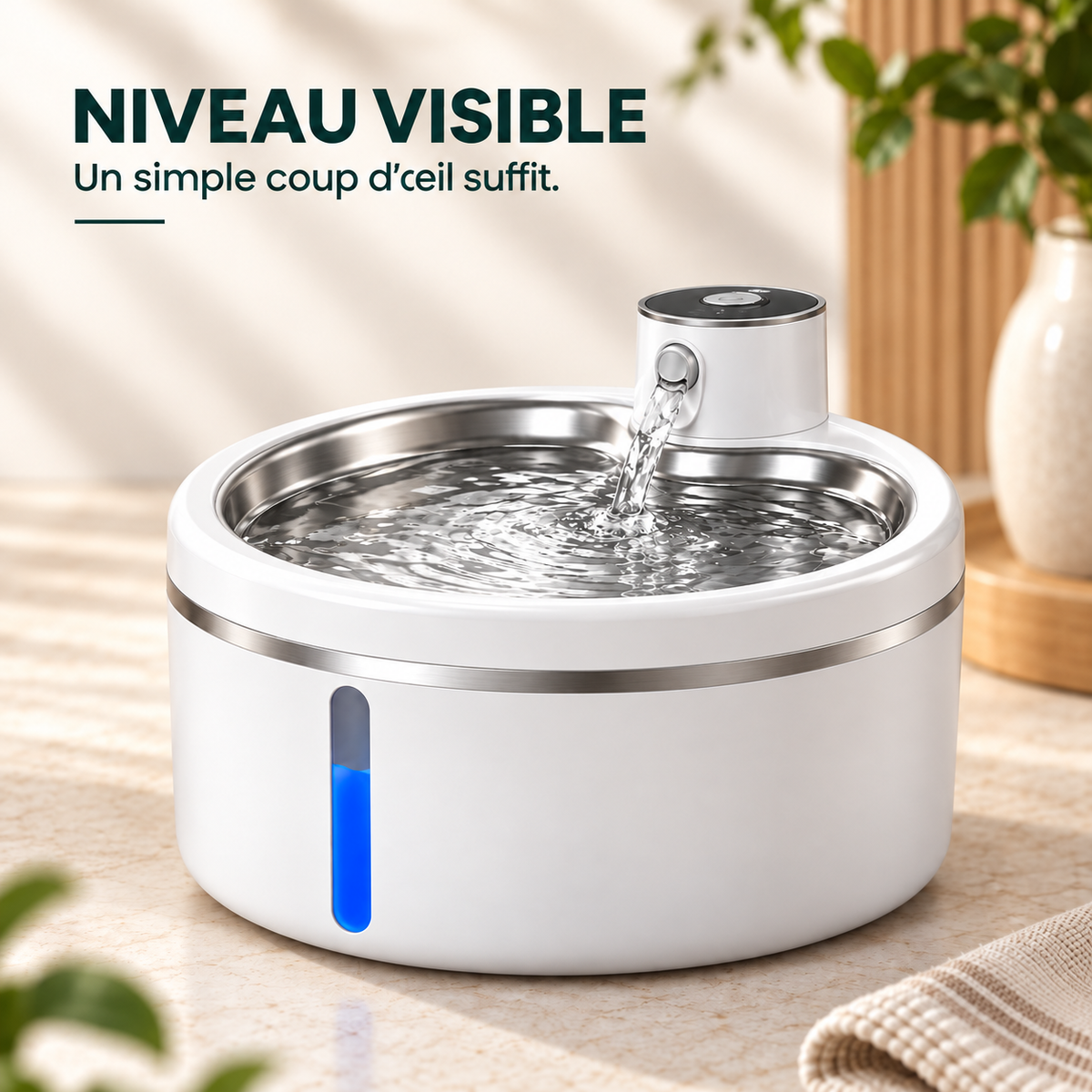 Fontaine à eau automatique pour chat avec détecteur de mouvement 2,5 L