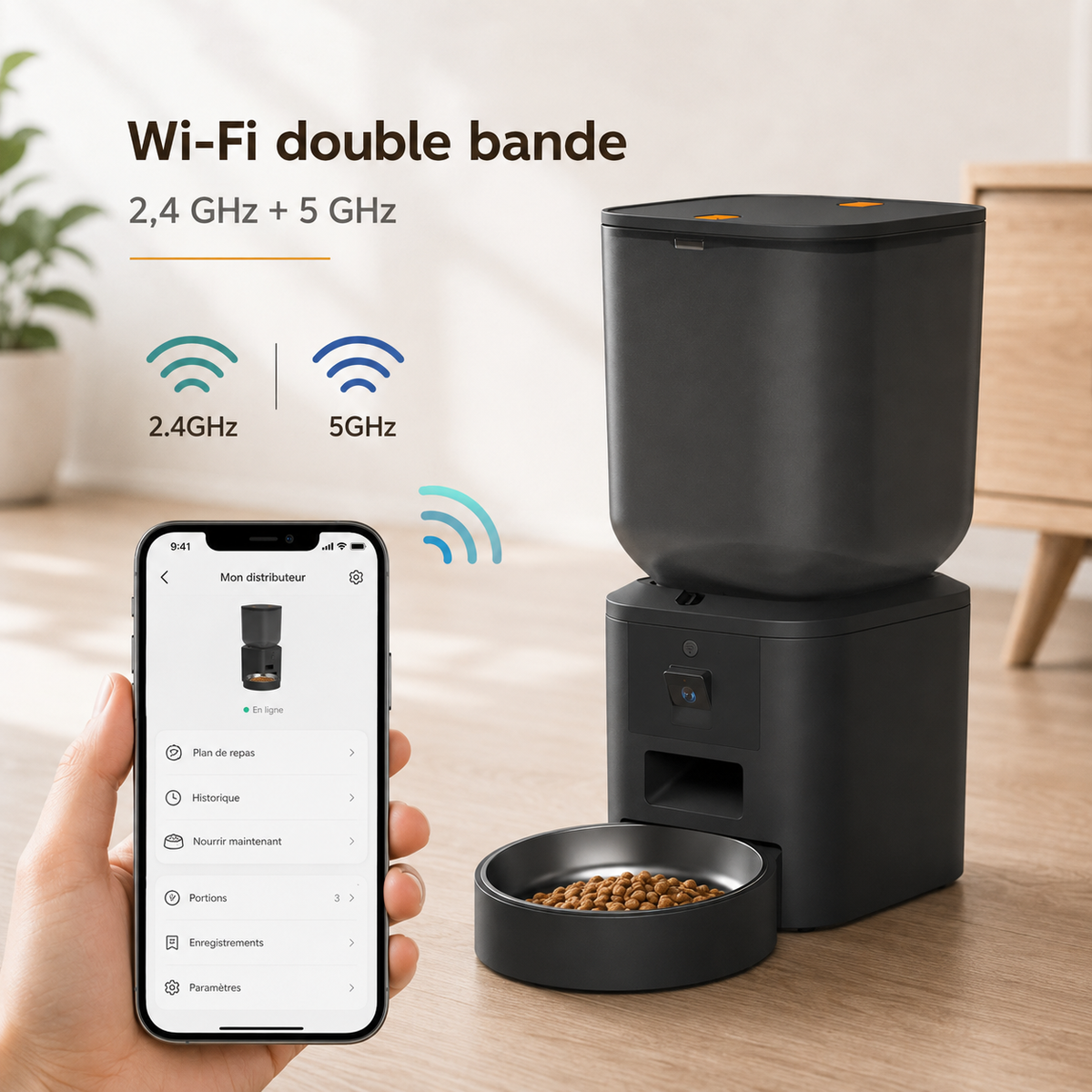 Distributeur Automatique de Croquettes pour Chat 8 L – Grande Capacité & Caméra 1080p