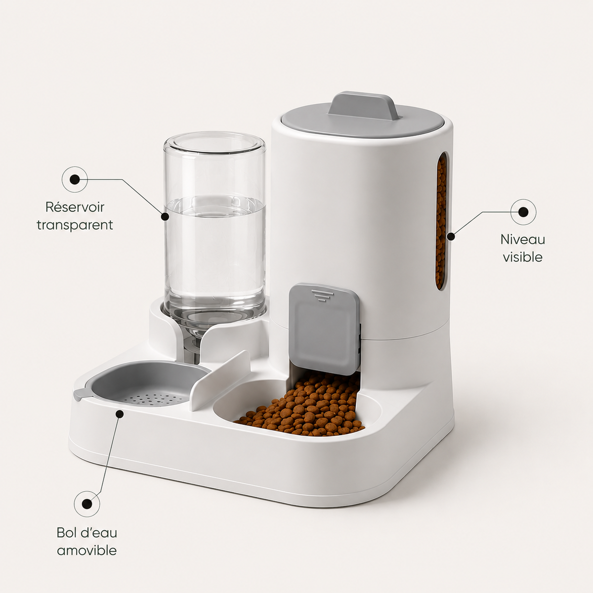 Distributeur de croquettes et eau pour chat 2-en-1 – Pawavo Duo