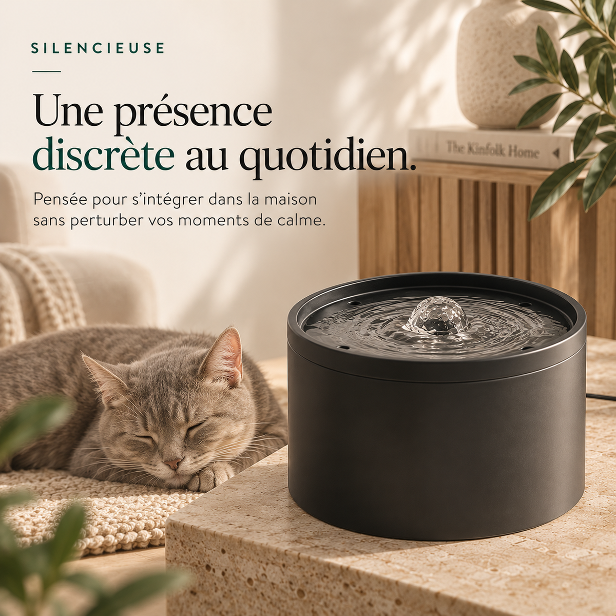 Fontaine à eau pour chat en céramique automatique et silencieuse