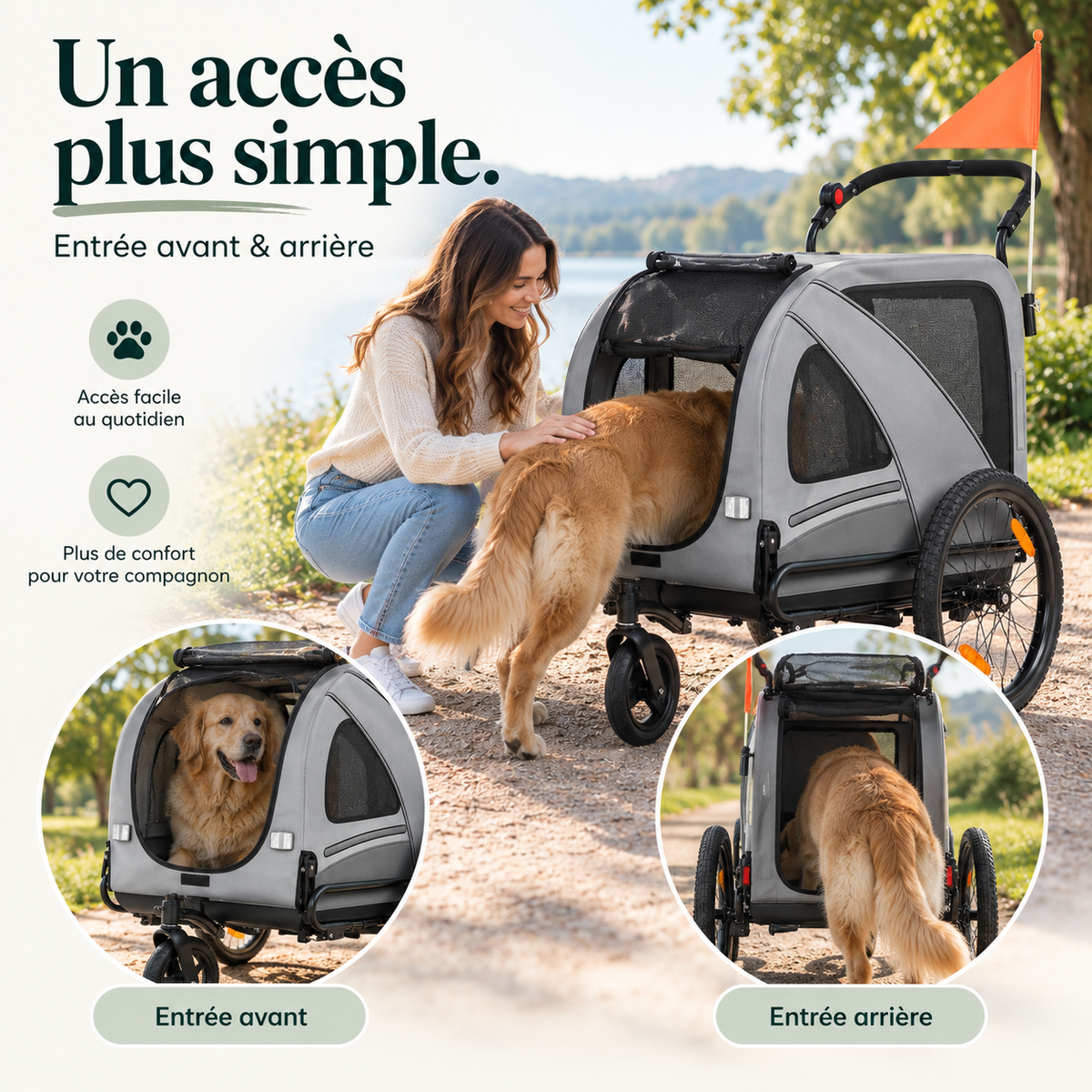 Remorque vélo chien 2 en 1 convertible poussette jusqu’à 50 kg – Pawavo Trail