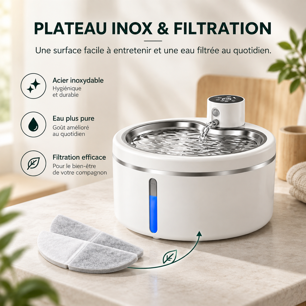 Fontaine à eau automatique pour chat avec détecteur de mouvement 2,5 L