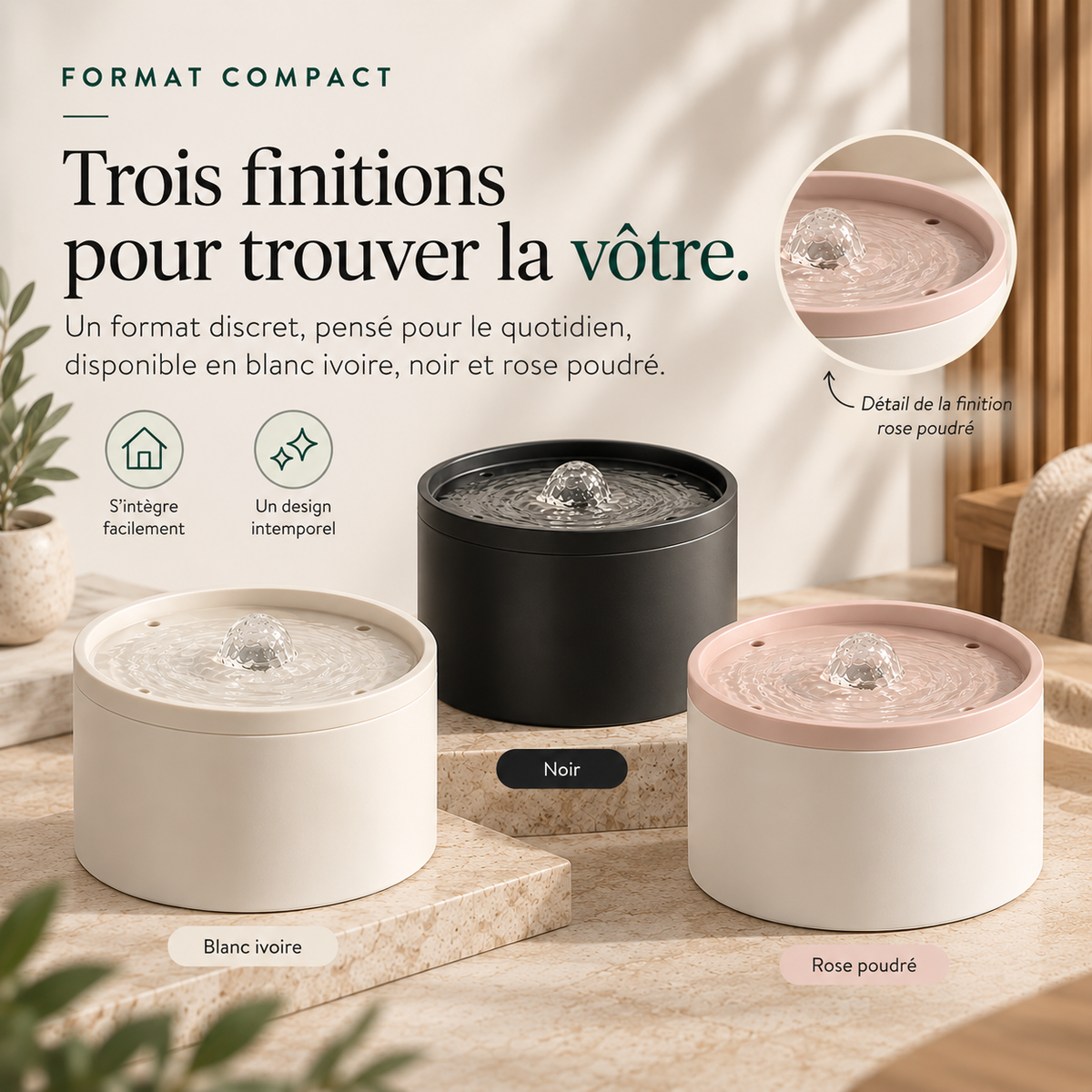 Fontaine à eau pour chat en céramique automatique et silencieuse