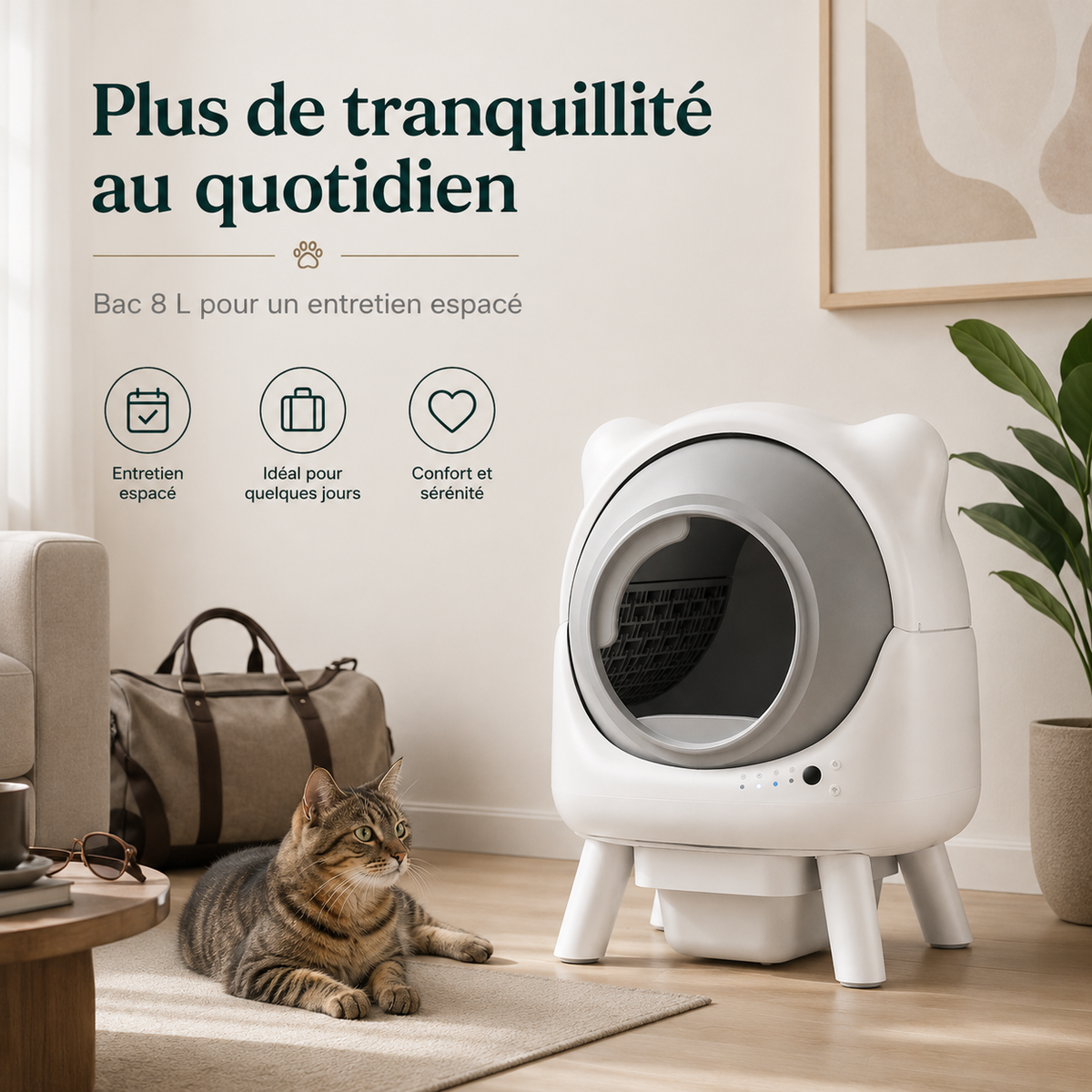 Litière Automatique pour Chat Fermée – Autonettoyante & Connectée
