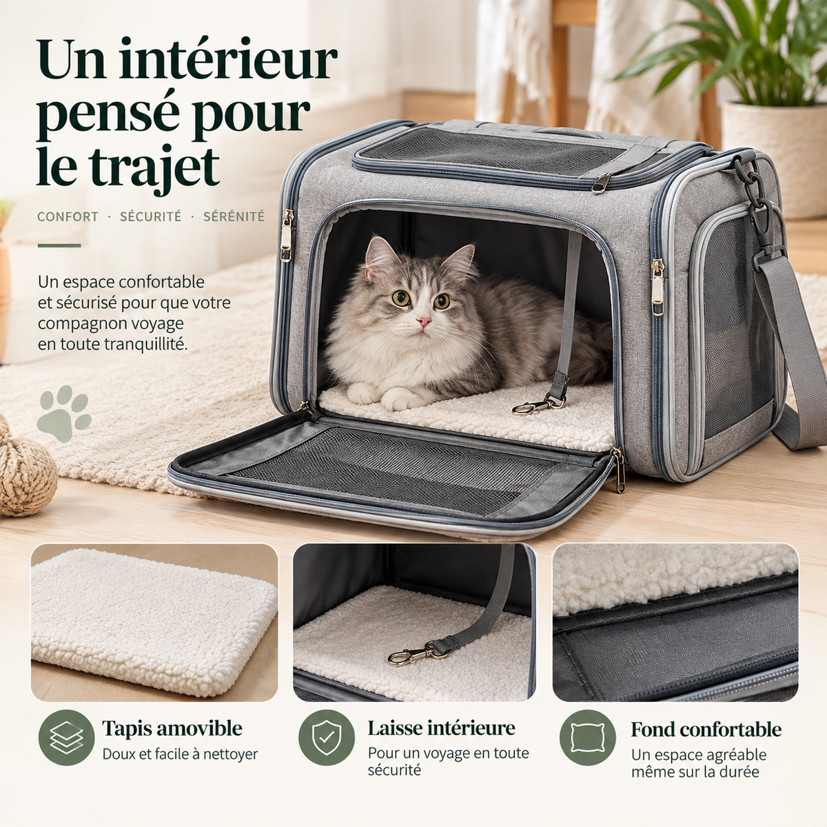 Sac de transport chat cabine avion, pliable et respirant – Pawavo Air