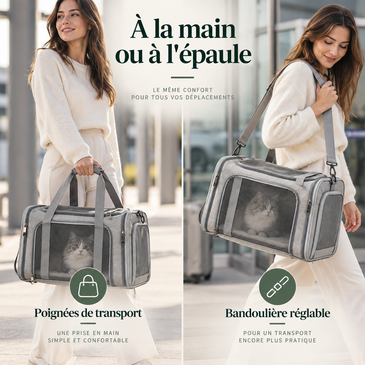 Sac de transport chat cabine avion, pliable et respirant – Pawavo Air