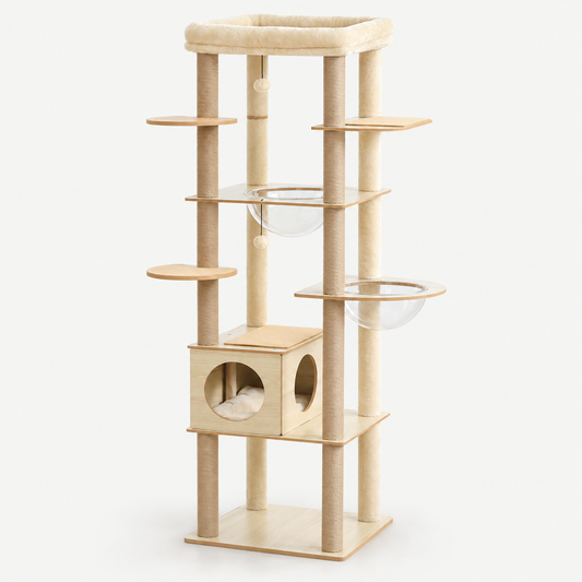 Grand arbre à chat en bois 180 cm – Pawavo Noma