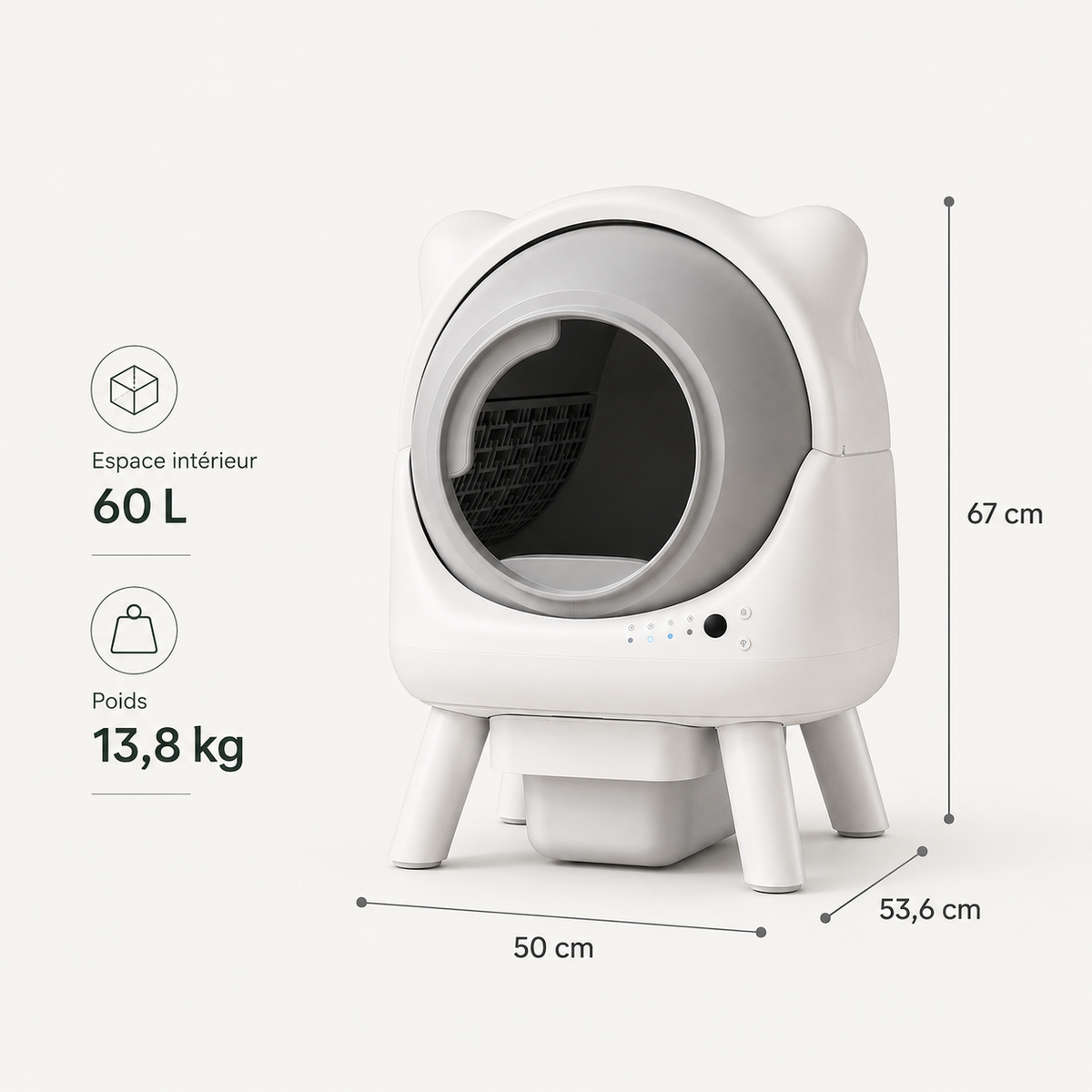 Litière Automatique pour Chat Fermée – Autonettoyante & Connectée