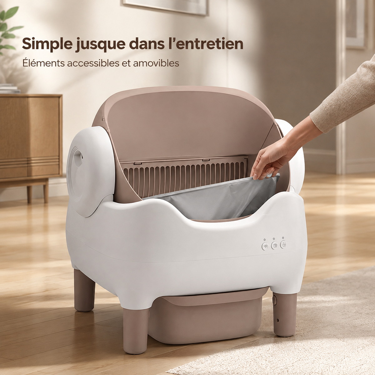 Bac à Litière Autonettoyant Ouvert pour Chat – Connecté, Silencieux & Grand Format